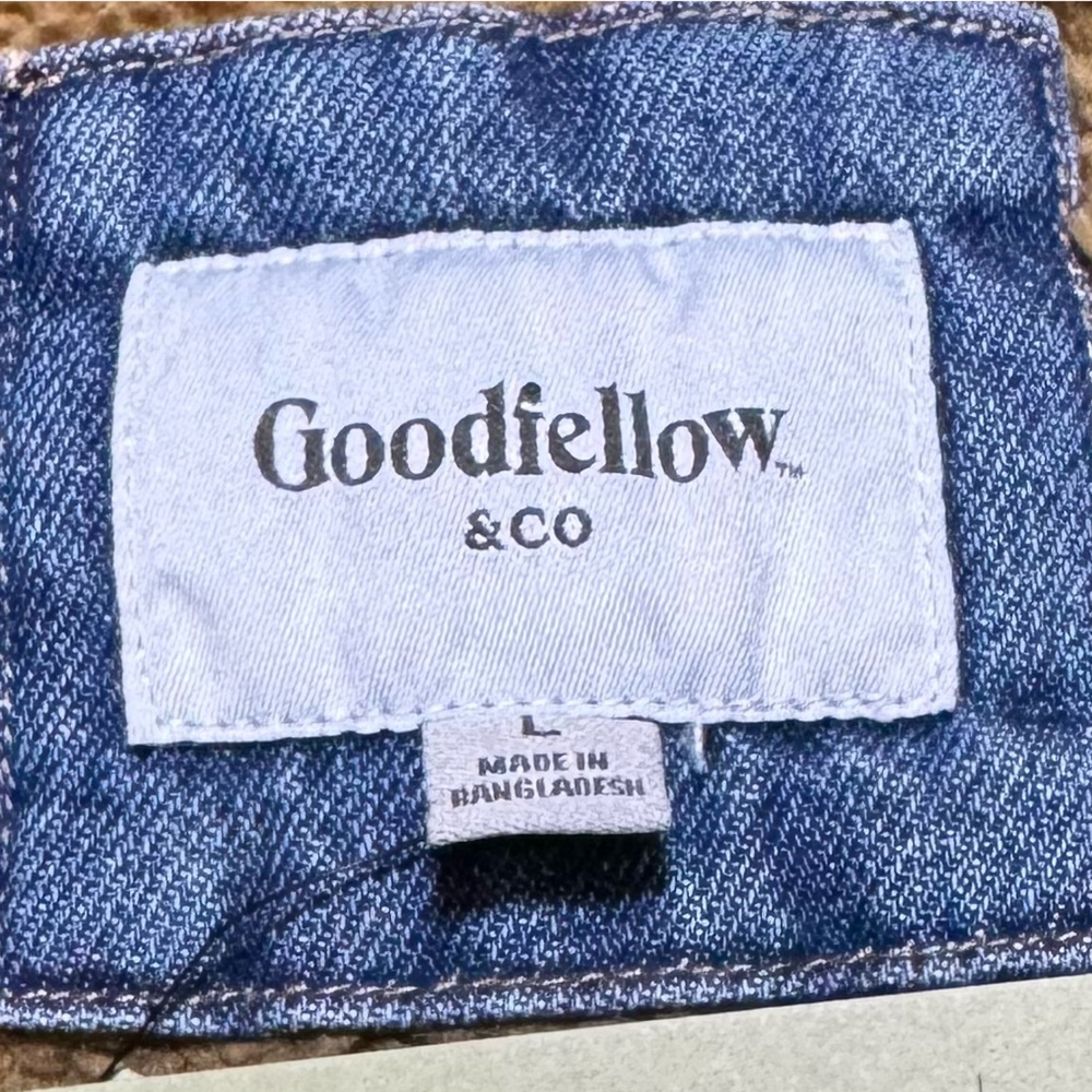Goodfellow & Co Sherpa Lined Denim Jacket Men’s Large New With Tag Sherpa Collar - Picture 2 of 11